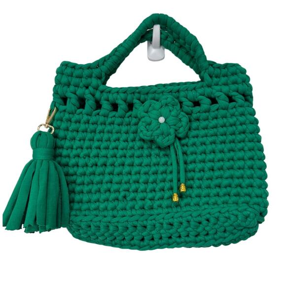 None and/or Unknown Handbags - NEW Boho Handmade knitted bag GREEN Women's Fashion Purse Rare Fairy Cottegecore